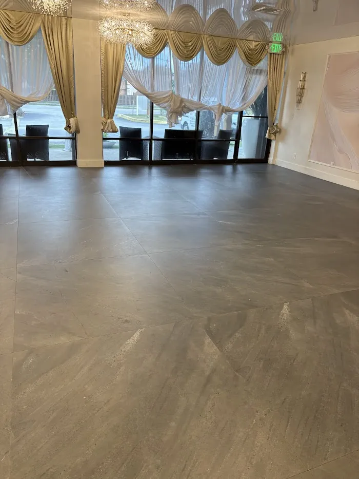 Tile Restoration with grout color sealing for an event hall – West Palm Beach, FL - Before